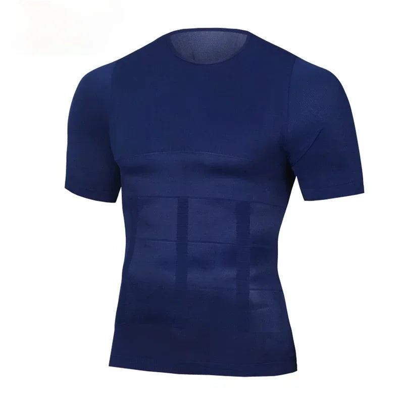 Men Body Toning T-Shirt Body Shaper Corrective Posture Shirt Slimming Belt Belly Abdomen Fat Burning Compression Corset